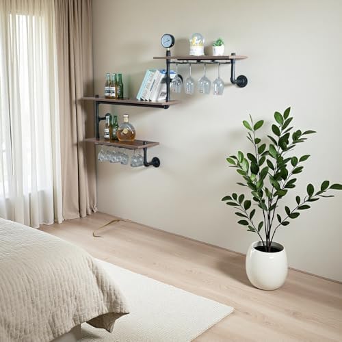 MAIKAILUN Wall Mounted Corner Wine Rack 3 Tier Black