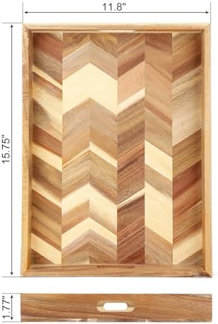 Charmewood Acacia Wood Serving Tray with Handles