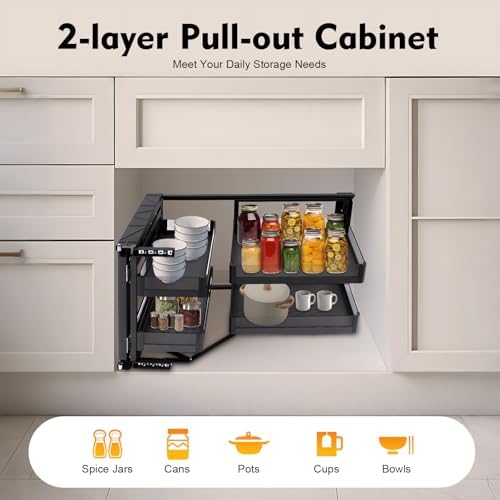 Cubellin Blind Corner Cabinet 2 Tiers Pull Out Organizer