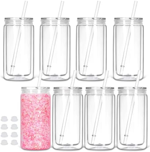 8 Pack Clear Snow Globe Tumbler DIY Kit