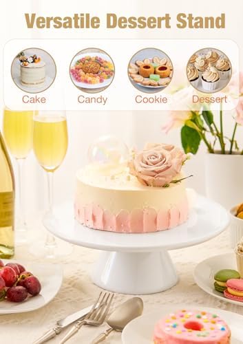 Nucookery 10 Inch Rotating Cake Stand White