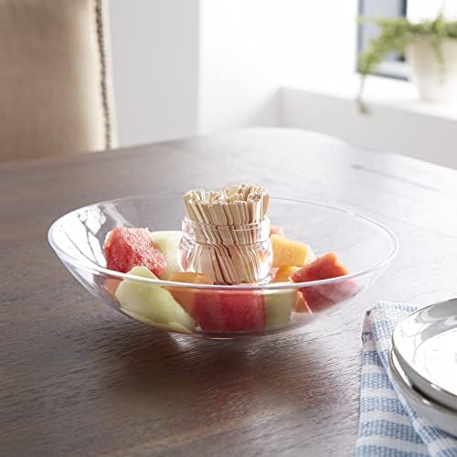 Huang Acrylic Clear Large Round Fruit Bowl with Removable Pedestal