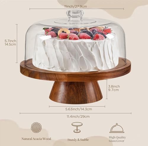 HBlife 114 Inch Cake Stand with Glass Lid