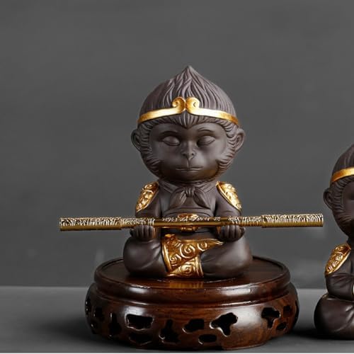 Monkey King Purple Clay Tea Set with Golden Cudgel Tea Pet