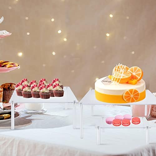 3 Pcs Square Acrylic Cake Stands Set