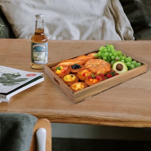 Charmewood Acacia Wood Serving Tray with Handles