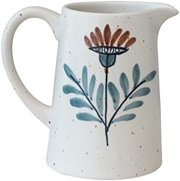 Creative Co-Op Hand Painted Floral Pitcher