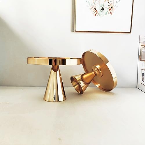 8 Inches Gold Round Mirror Cake Stand with Metal Pedestal