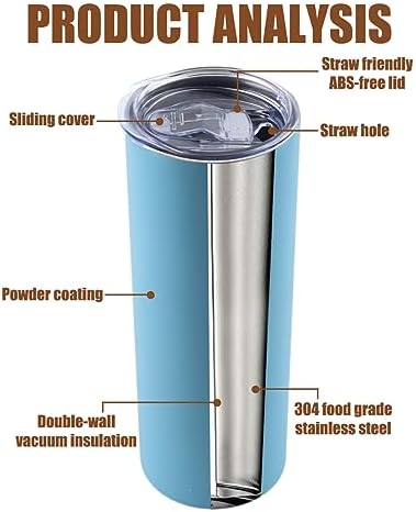 Amtidy 8 Pack 20 Oz Insulated Tumbler with Lid and Straw