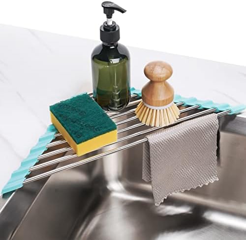 Tomorotec Green Triangle Roll-Up Dish Drying Rack for Sink