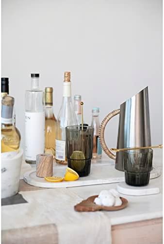 Bloomingville Modern Boho Stainless Steel Pitcher with Rattan Handle