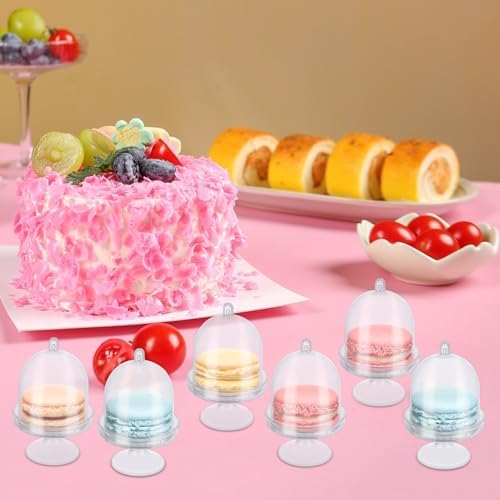 48 PCS Clear Mini Cake Stand with Dome and Lids