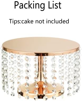 Luxury Gold Crystal Cake Display Plate 10 Inch Round Stand