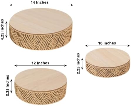 Efavormart Set of 3 Natural Jute Rattan Cake Stands