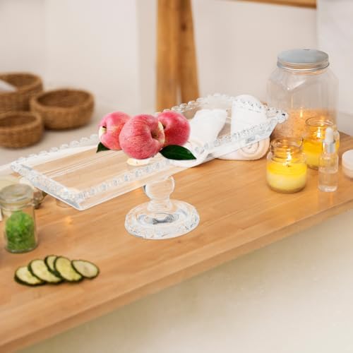 Ipetboom Wedding Dessert Serving Stand - Modern Crystal Glass Fruit Plate with Feet