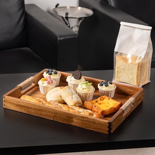 165 x 12 Inches Acacia Wood Serving Tray with Handles