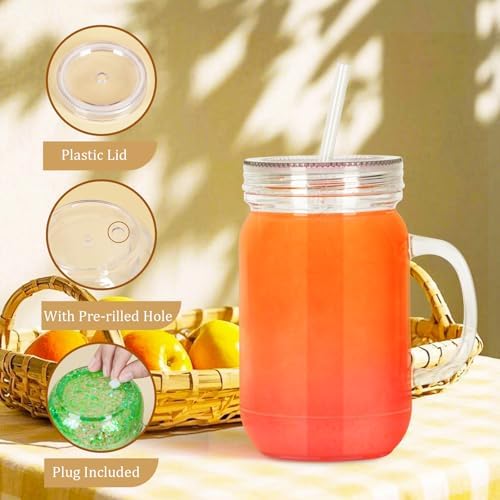 20 Oz Acrylic Snowglobe Tumbler with Handle 6 Pack