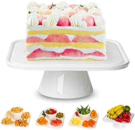 White 10-Inch Square Cake Stand 5-in-1 Multi-Purpose Use