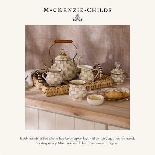 Mackenzie-Childs Enamel Pitcher with Spout 3 Quarts Mocha Check