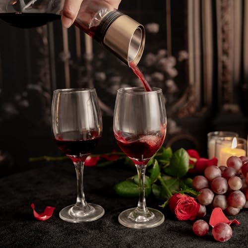 Premium Hand Blown Crystal Wine Decanter with Aerator and Walnut Base