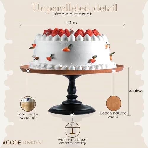 ACODE 10 Inch Wood Cake Stand Set for Dessert Tables