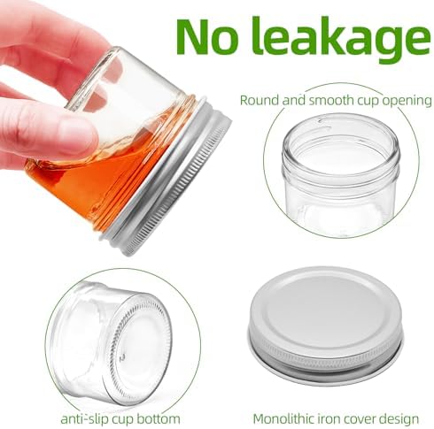 6Pcs 4oz Food Grade Mason Jars with Airtight Lids