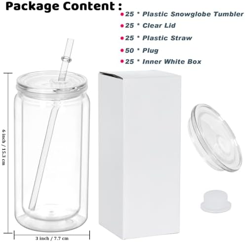 16 Oz Acrylic Snowglobe Tumbler 25 Pack