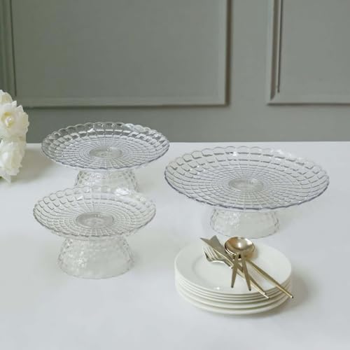 Tableclothsfactory Set of 3 Clear Pressed Plastic Cupcake Stands