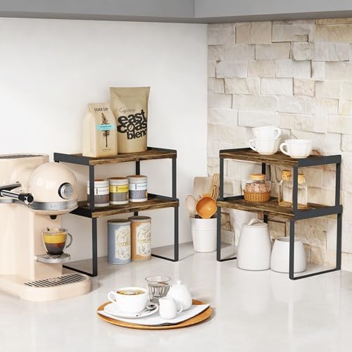 Goozii Cabinet Shelf Organizer Set of 4 Black