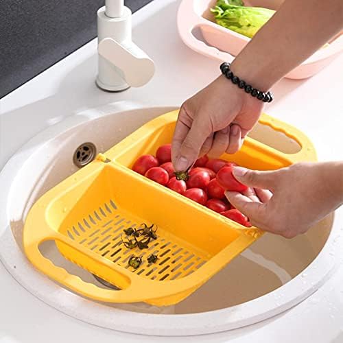 BYIA Kitchen Sponge Wall Organizer Suction Rack Yellow