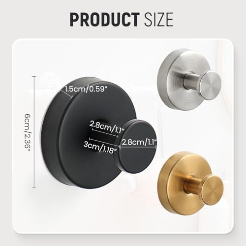 KAMOJI Suction Cup Hooks 11 lbs Weight Capacity 304 Stainless Steel Black