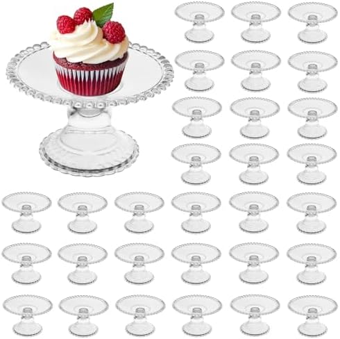 30 Pcs Clear Mini Cake Stand Set for Cupcakes and Desserts