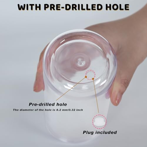 16 Oz Snowglobe Tumbler 6 Pack Pre-Drilled Double Wall Clear Cup