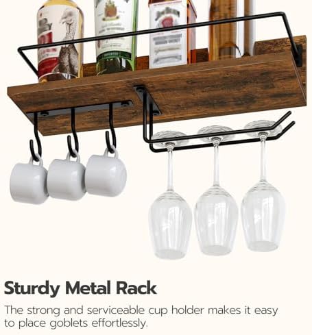 HOOBRO Wall Mounted Wine Rack 3 Pack