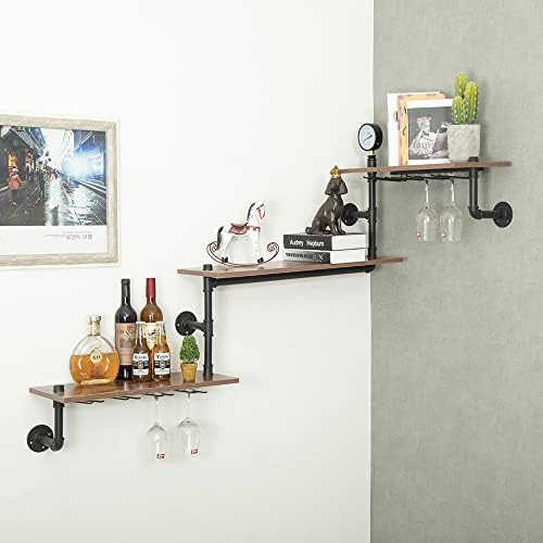 MAIKAILUN Wall Mounted Corner Wine Rack 3 Tier Black