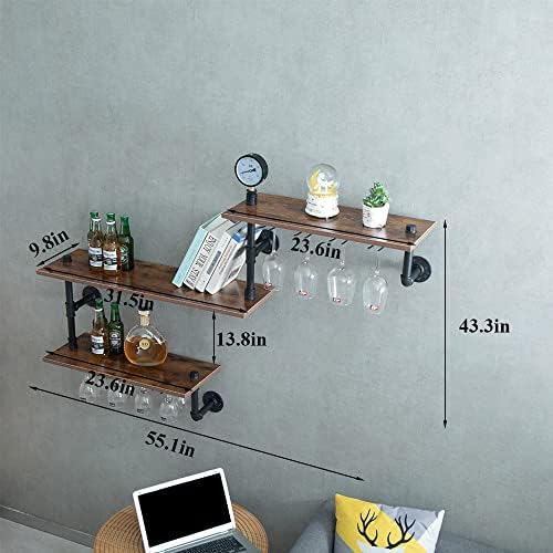 MAIKAILUN Wall Mounted Corner Wine Rack 3 Tier Black