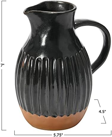 Creative Co Op Stoneware Reactive Glaze Pitcher 7 Inch Black