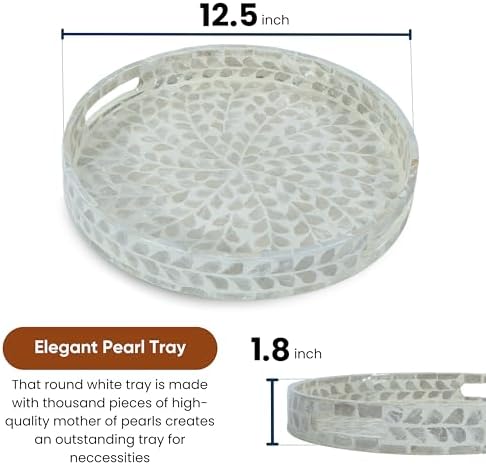 CLAYNIX 125 Inch Round Serving Tray with Handles