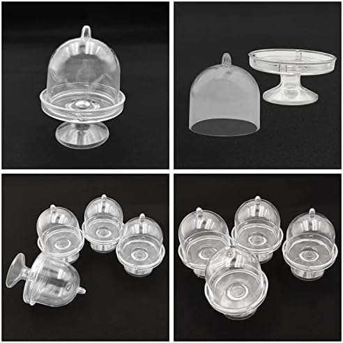 12 Pack Plastic Mini Cake Stand with Clear Dome Cover