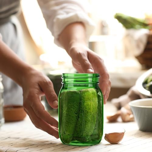 Pinkunn 12 Pcs Dark Green Mason Jars with Lids