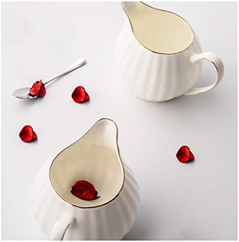 Elegant Cream Pitcher with Golden Edge Porcelain