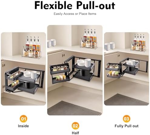 14 Inch Blind Corner Two Tier Cabinet Pull Out Organizer