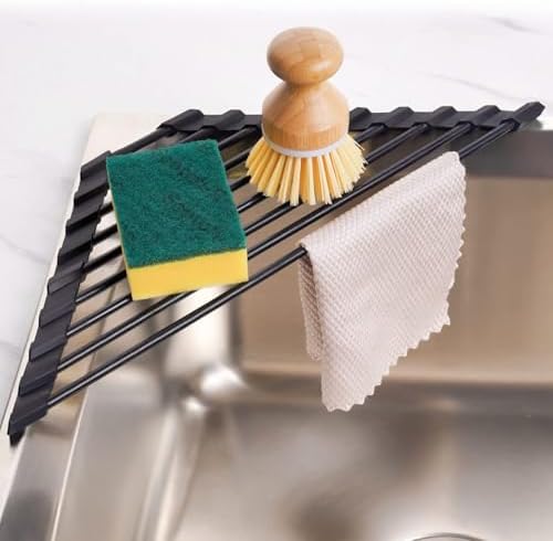 Tomorotec Foldable Dish Drying Rack with Silicone Coating