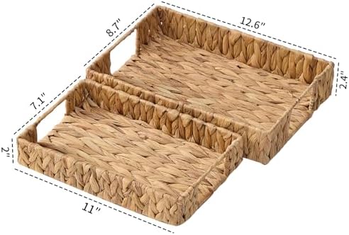 Nemshin Hand-Weaving Wicker Serving Tray Set of 2