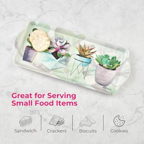 Pimpernel Succulents Rectangular Serving Tray with Handles