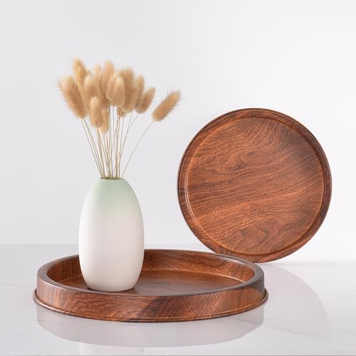 Lobolighting Round Decorative Serving Tray - Modern Farmhouse Style Handcrafted Metal