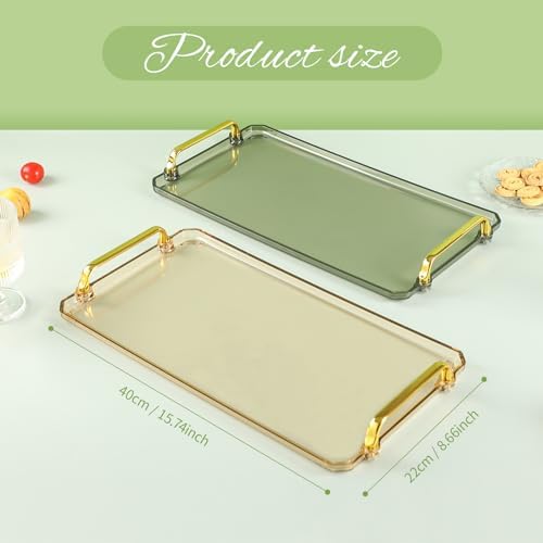 Green Acrylic Serving Tray with Handles for Home Use