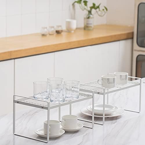 2 Pack Stackable Kitchen Cabinet Organizer Shelf Storage Racks