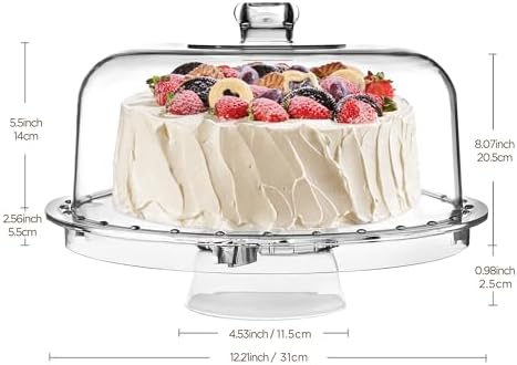 HBlife 6 in 1 Acrylic Cake Stand with Dome Cover