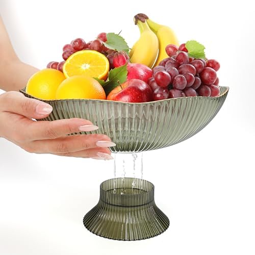 Marsrut Clear Plastic Fruit Bowl with Drainage